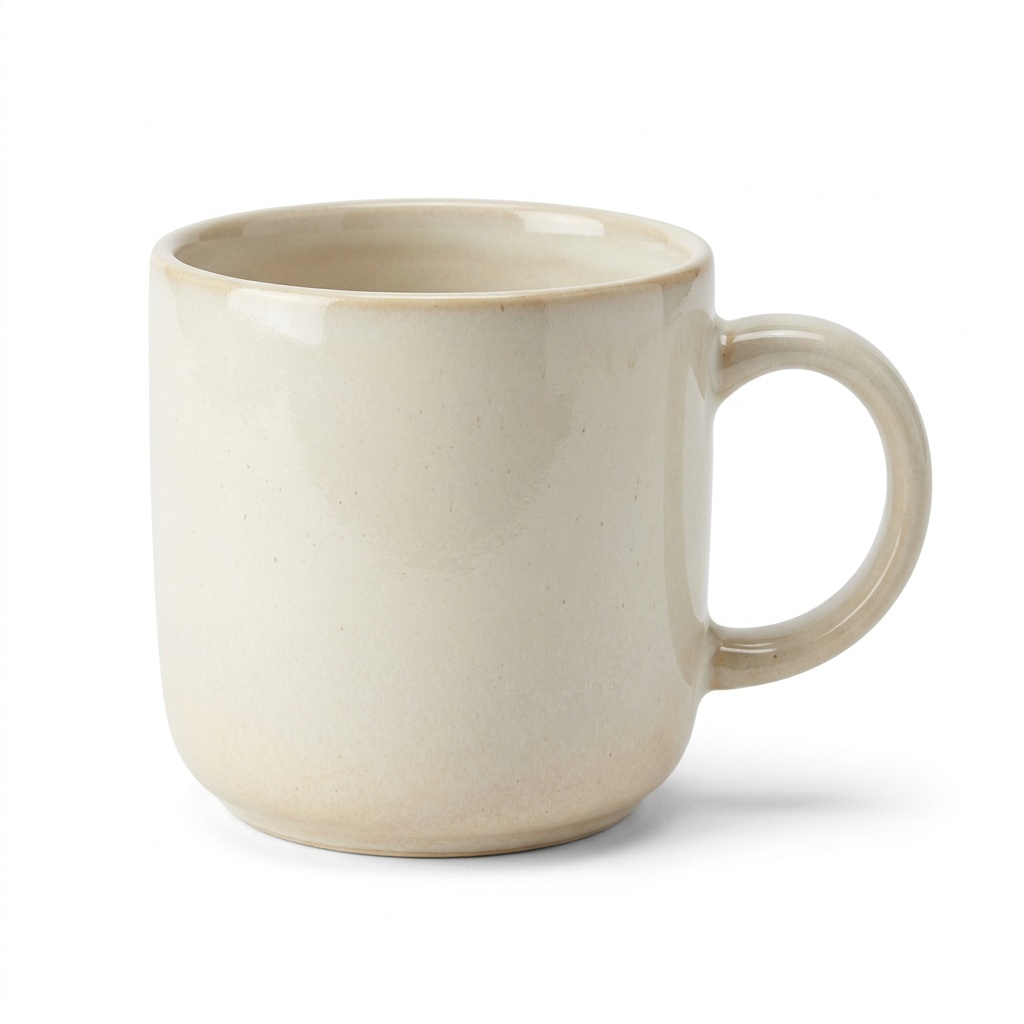A cream stoneware mug
